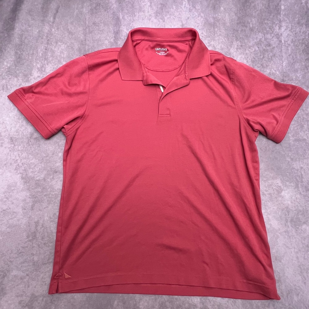 UNTUCKit Damaschino Polo Shirt Mens Large Red Excellent Short Sleeve 35510